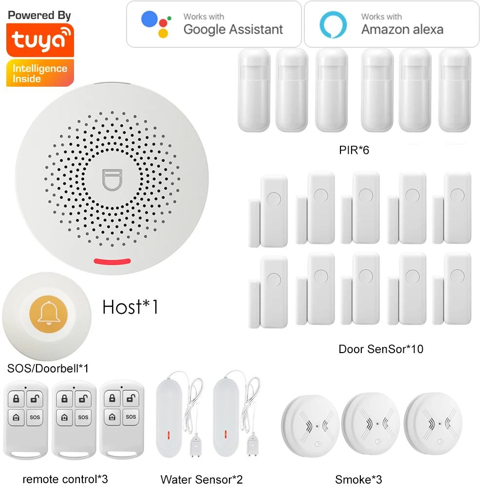 Комплект Tuya Smart домашняя система охранной сигнализации Hub хост со звуковой