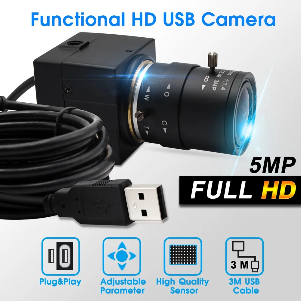 ELP 5MP OV5640 USB камера с переменным фокусным расстоянием 2 8 12 мм/5 50 мм Поддержка зум