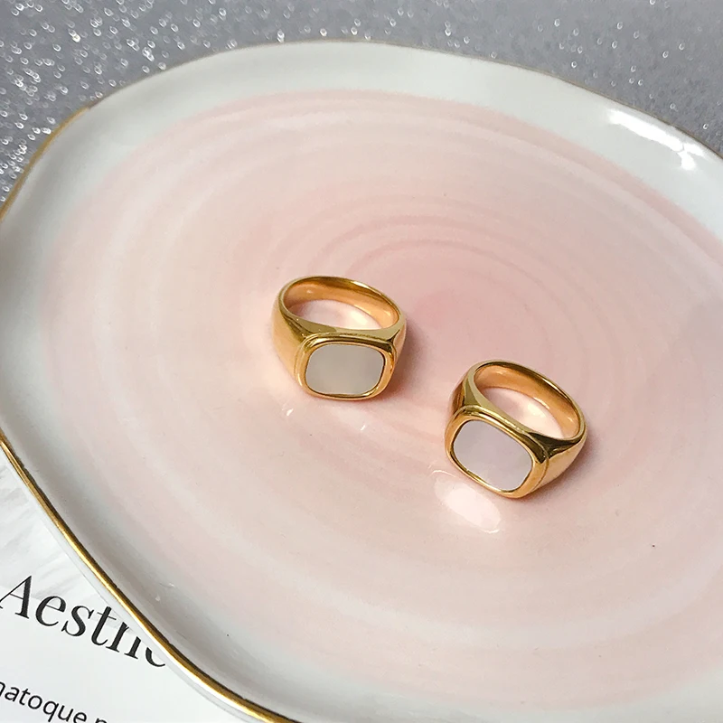 Парные кольца 2021 трендовые большие маленькие квадратные с белым опалом для