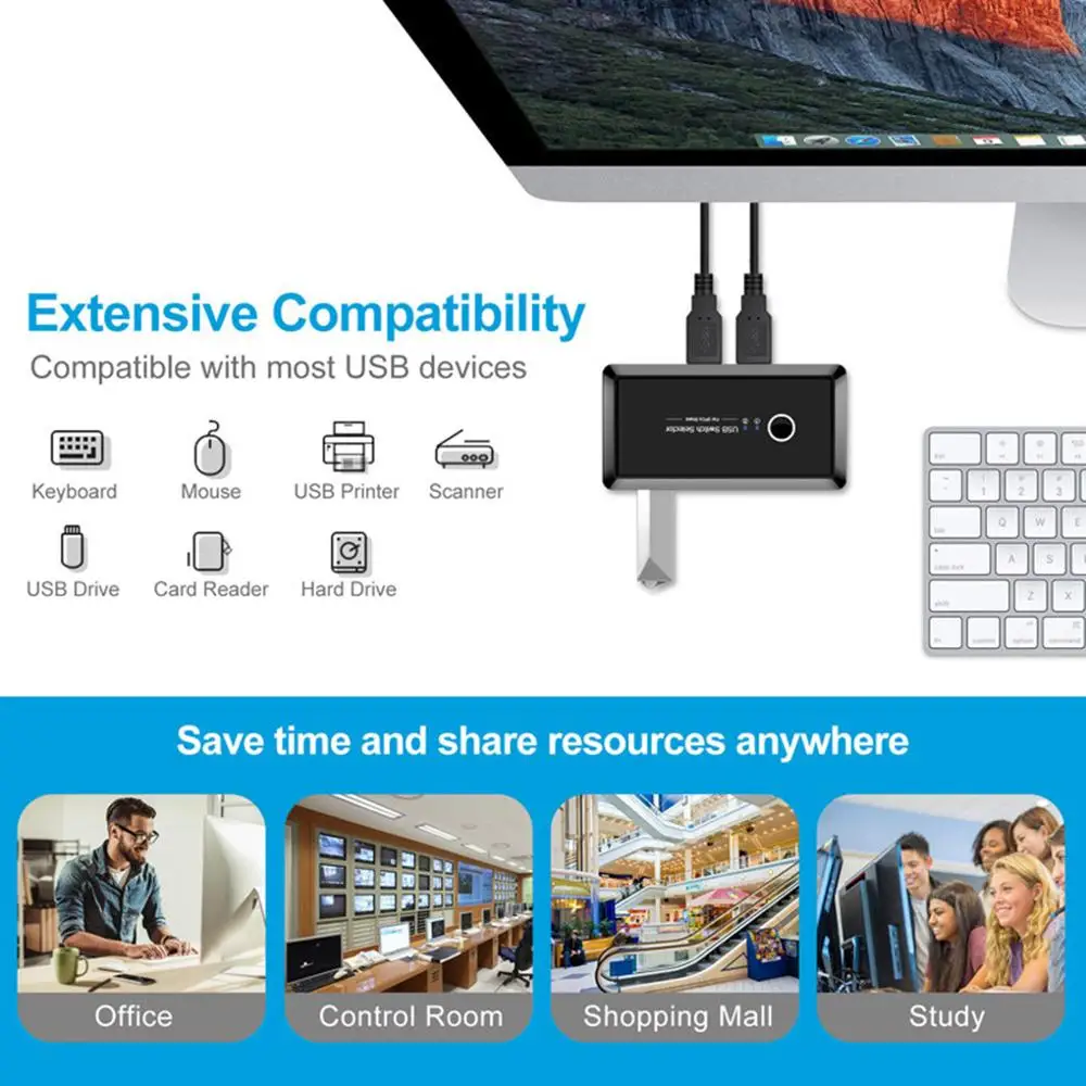 usb переключатель 2 компьютера 4