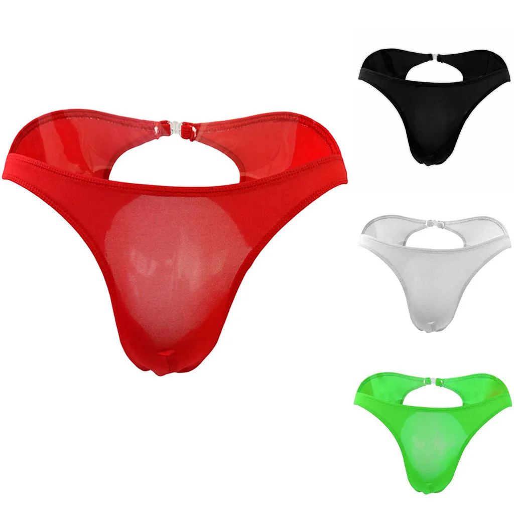 Трусы стринги мужские однотонные эластичные бесшовные Т образные микротрусы