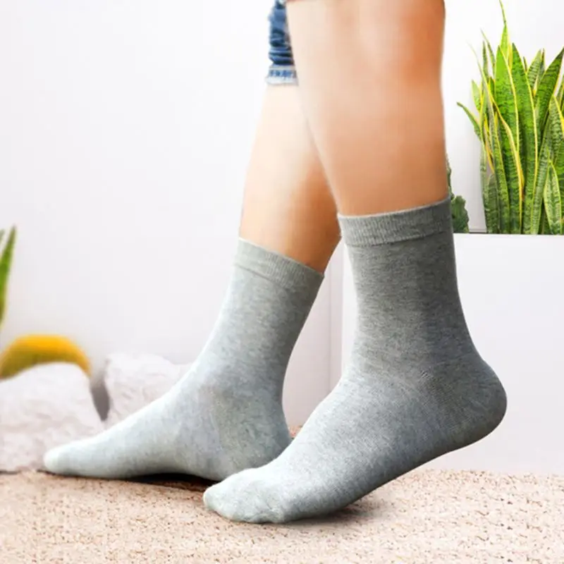 

5 Pairs Mens Unisex Winter Combed Cotton Long Over Ankle Socks Office Business Breathable Deodorant Ribbed Cuff Casual Thin X5XD