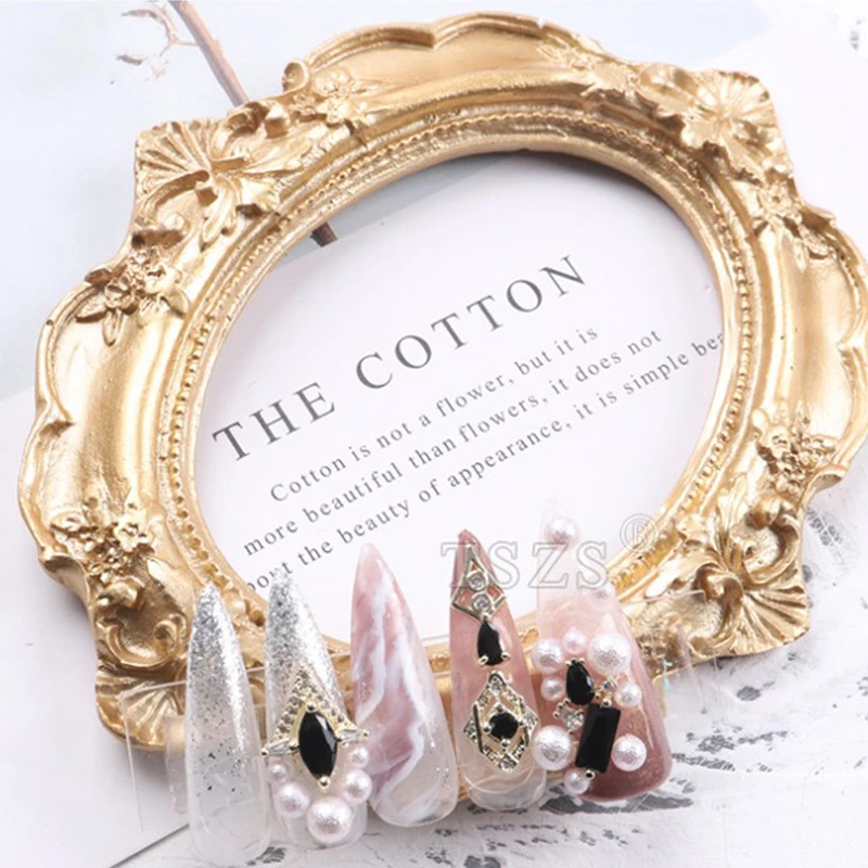 Золотая фоторамка в стиле ретро украшение для ногтей дома фотография фоновая