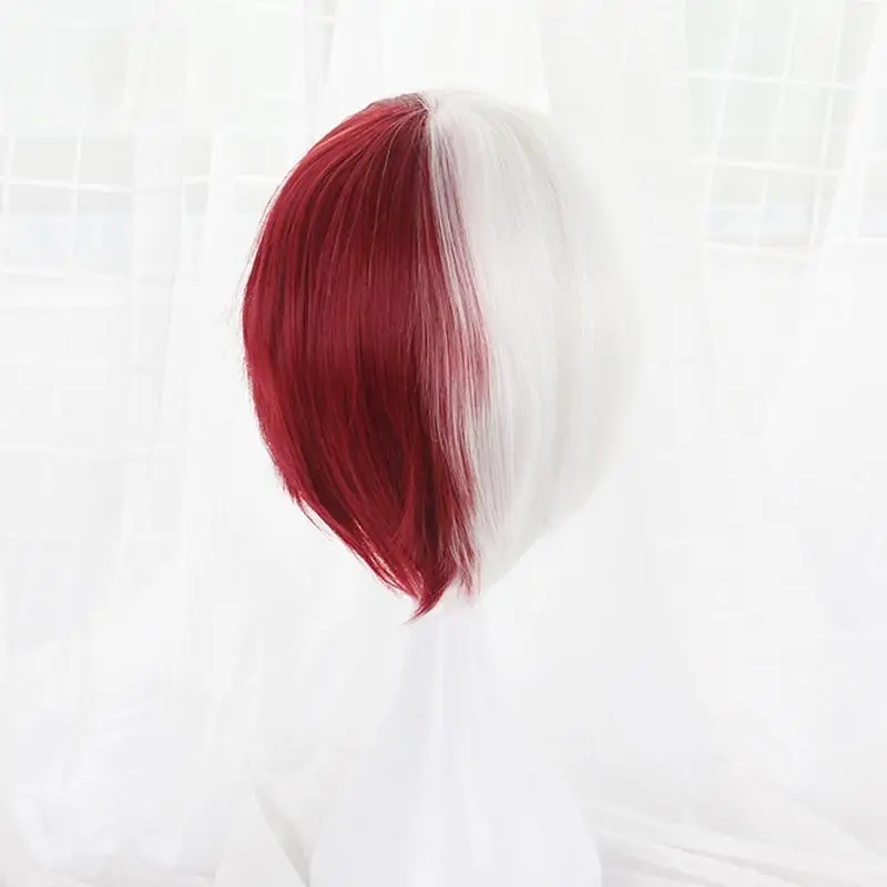 

Cosplay Anime Wigs My Hero Academia Boku No Hiro Akademia Shoto Todoroki Shouto White And Red Cosplay costume Wig+Wig Cap