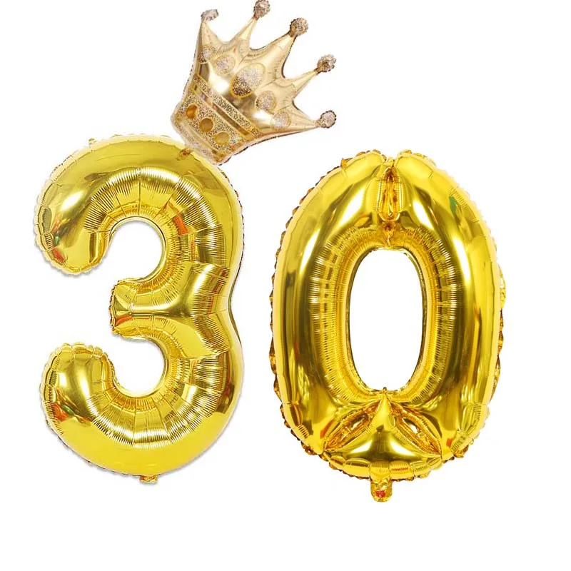 

Twins Party 16 18 21 30 40 Years Old Gold Silver Rose Gold Number Balloons Crown Number Balloons Anniversary Decoration Supplies