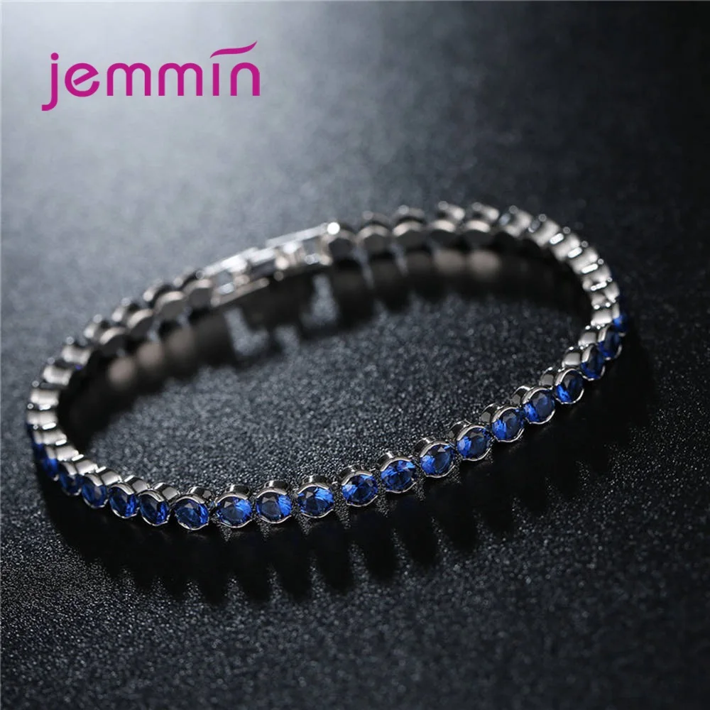 Простые Модные Стразы Браслеты Игристые CZ Кристалл 925 серебро ручной работы