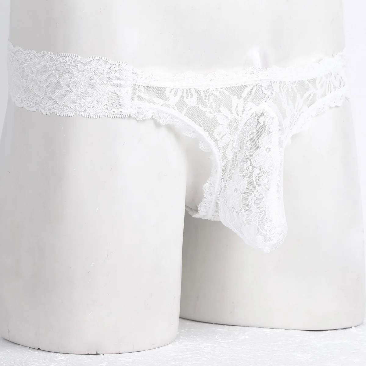 Gay Lingerie Lace See through Mens Thongs and G-strings Bulge Pouch Tanga Hombre Underwear Sexy Mens Briefs Erotic Sissy Panties