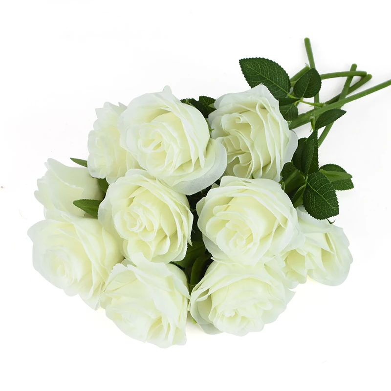

New 3/5 Heads Silk Roses Fake Rose Artificial Silk Flowers Romantic Wedding Party Bride Bouquet Home Office Garden Floral Decor