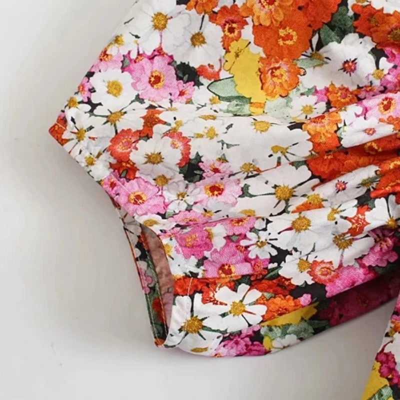 

Summer Women Floral Print Square Collar Short Blouse Female Raglan Sleeve Shirt Smock Casual Lady Crop Tops S8851