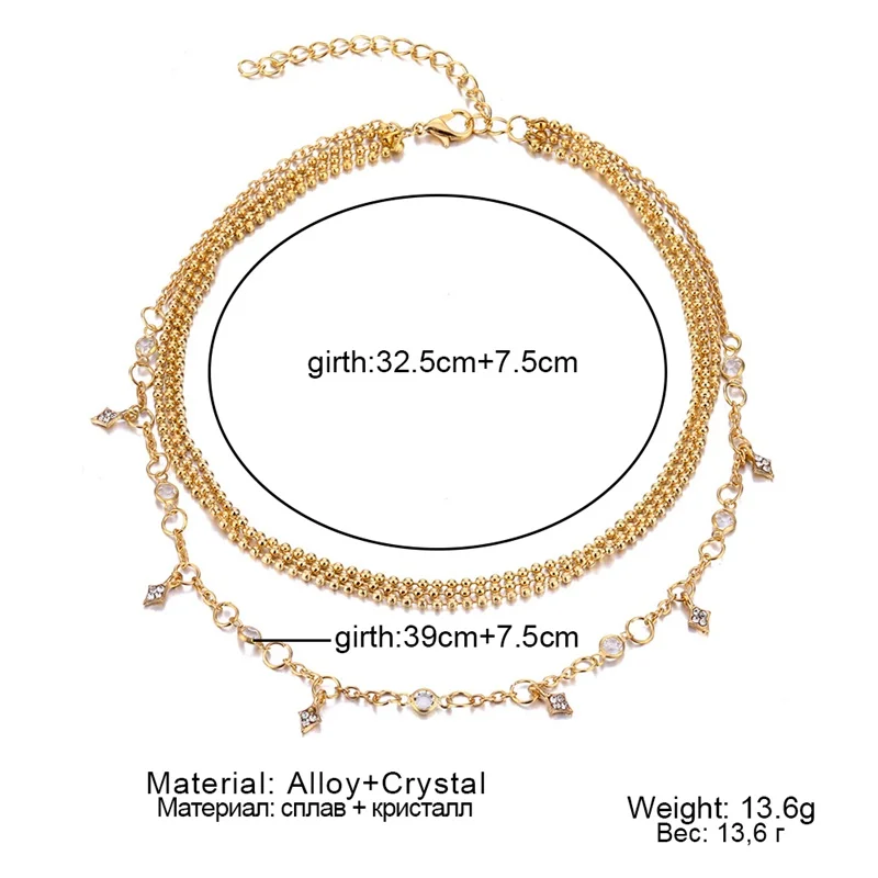 Золотое ожерелье-чокер короткие многослойные бусы с кисточками женские ожерелья