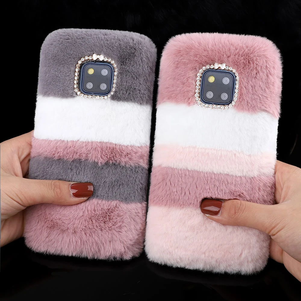 L-FADNUT Luxury Plush Fur Protective Cover For Huawei P20 Lite Pro Cute Fluffy Soft Bumper Case Mate 20 | Мобильные телефоны и