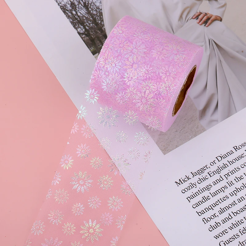 Блестящая Радужная лента из тюля с цветами маргариток 6 см 8 25 ярдов сетчатая