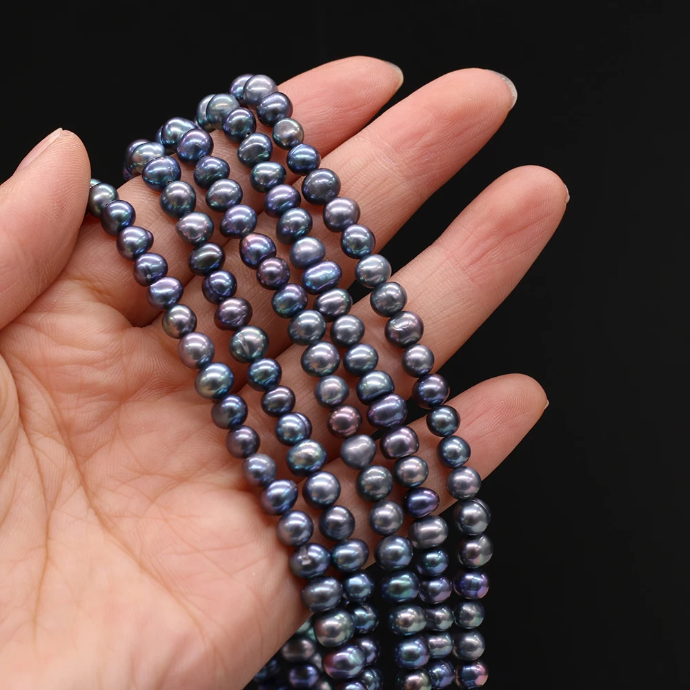 Бусины Из Натурального пресноводного жемчуга почти круглые 5-6 мм 36 см сделай сам