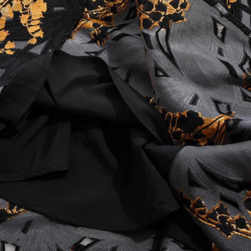 

[EAM] High Waist Black Jacquard Embroidery Long Zipper Half-body Skirt Women Fashion Tide New Spring Autumn 2021 1DD6411