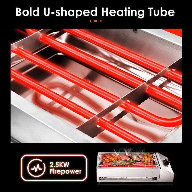 stainless steel electric grill countertop bbq grill for indooroutdoor adjustable temperature removeable smokeless bbq grill free global shipping