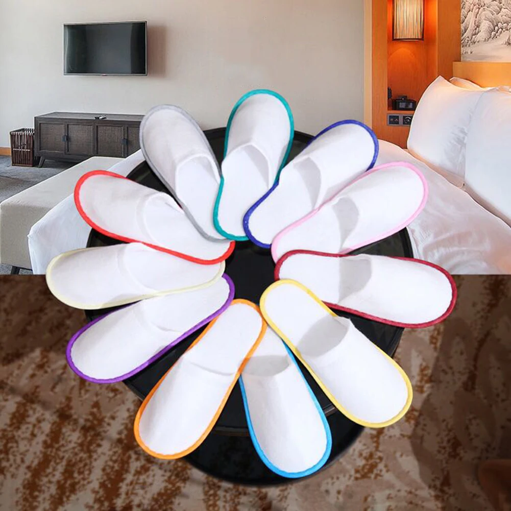 

10 Pairs Spa Hotel Guest Disposable Slippers Open Toe Breathable Soft White Pull Cloth Shoes For Women Men
