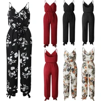 hot casual women sleeveless loose baggy trousers overalls pants solid romper jumpsuit backless v neck womens floral clubwear