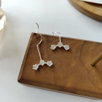 women jewelry flower shape earrings pretty design sweet temperament silvery plating drop earrings for girl fine accessories