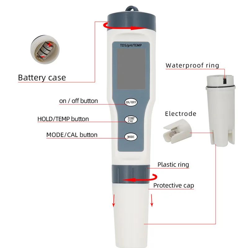 Профессиональный Цифровой тест воды er 4 в 1/3 в 1 тест EC/TDS/PH/TEMP контроль качества воды тест er комплект для бассейнов питьевой воды