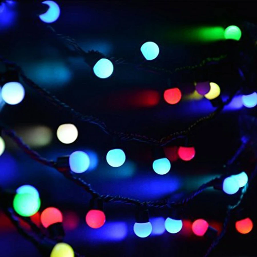 Multicolor ZINUO, Рождественское украшение, 10 м, 100 светодиодный s шар, гирлянда, AC220V, наружный светодиодный свет, гирлянда для рождества, праздника, свадьбы, вечеринки - Испускаемый цвет: Multicolor