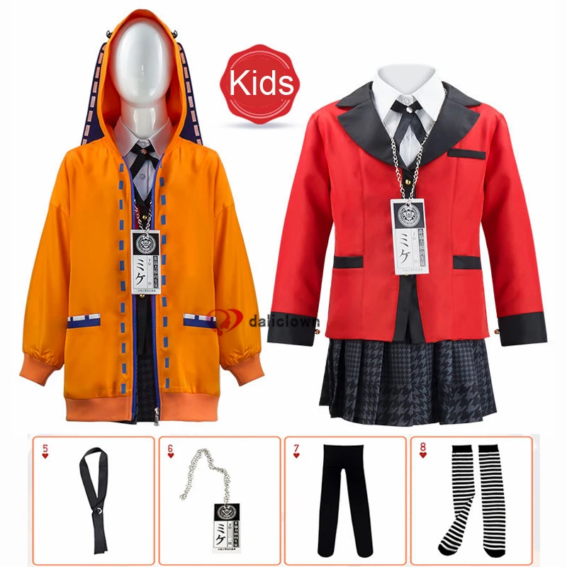 

Kids Anime Kakegurui Compulsive Gambler Rune Yomozuki Cosplay Costume Runa Hoodie Jabami Yumeko Uniform Girls Jacket Coat