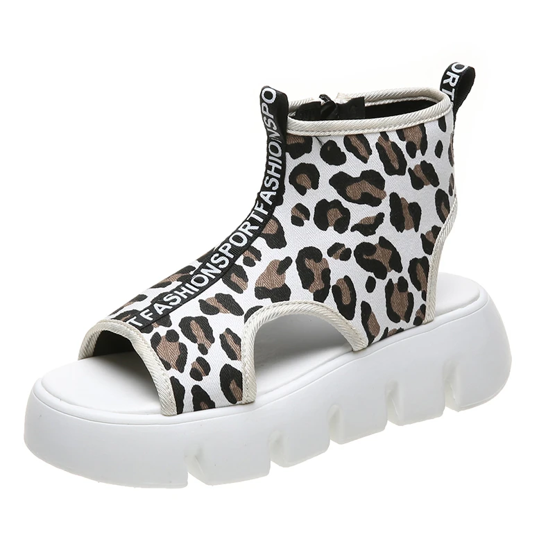

Sandals Women Summer New Fashion Women's Sandals 2021 Casual Sandals Platform Leopard Zipper Women's Shoes Open Toe Sandals
