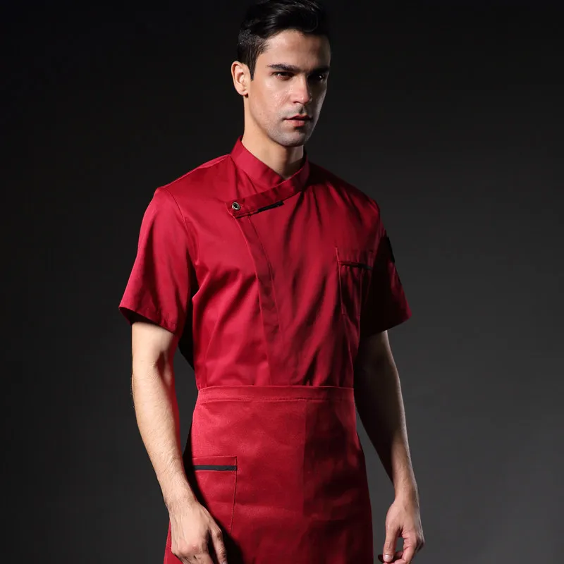 Мужская рубашка с коротким рукавом униформа шеф повара Костюмы Повара топы для