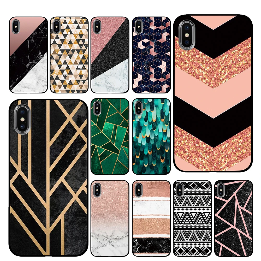 Розовое золото блеск мраморный дизайн для iPhone 5 5S SE 6 6s 7 8 Plus X XS Max XR чехлы телефонов
