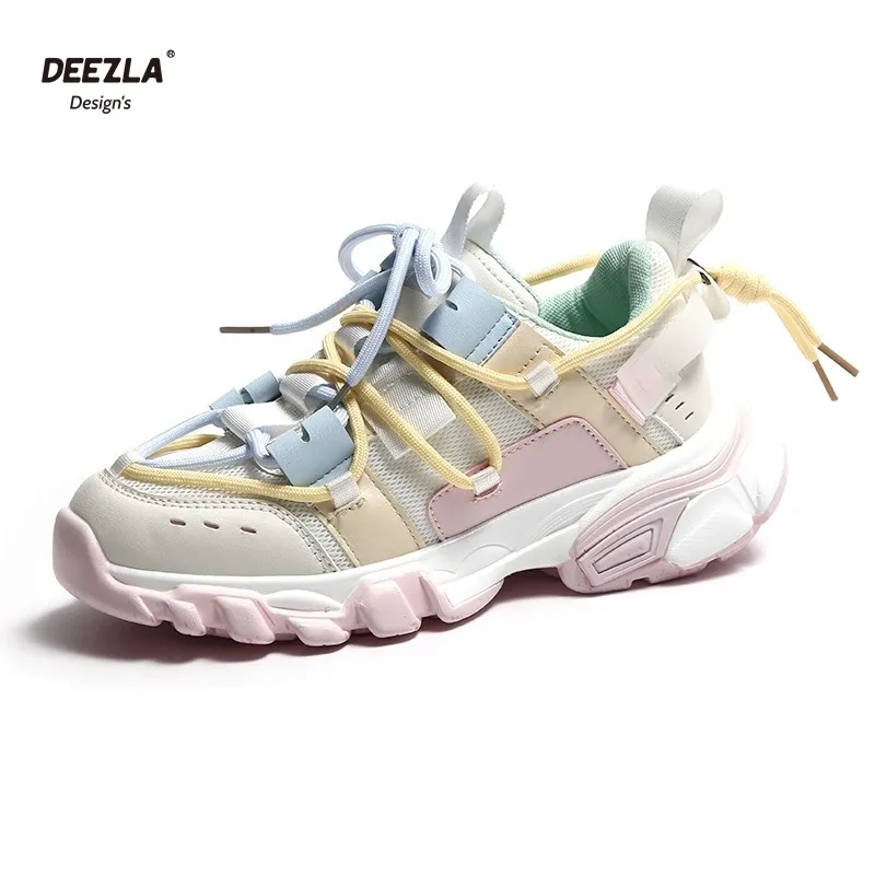 

2021 New Chunky Sneakers Women Platform Shoes Casual Candy Colors Thick Bottom Women's Sports Shoes Breathable Mesh Designer New