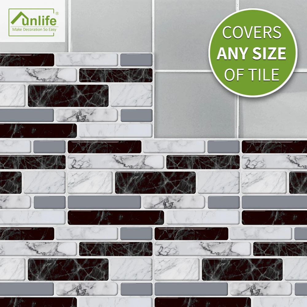 

Funlife® Black and white marble Wall sticker Wallpaper Decorative Self-Adhesive Easy to Clean Bathroom Kitchen Backsplash Floor
