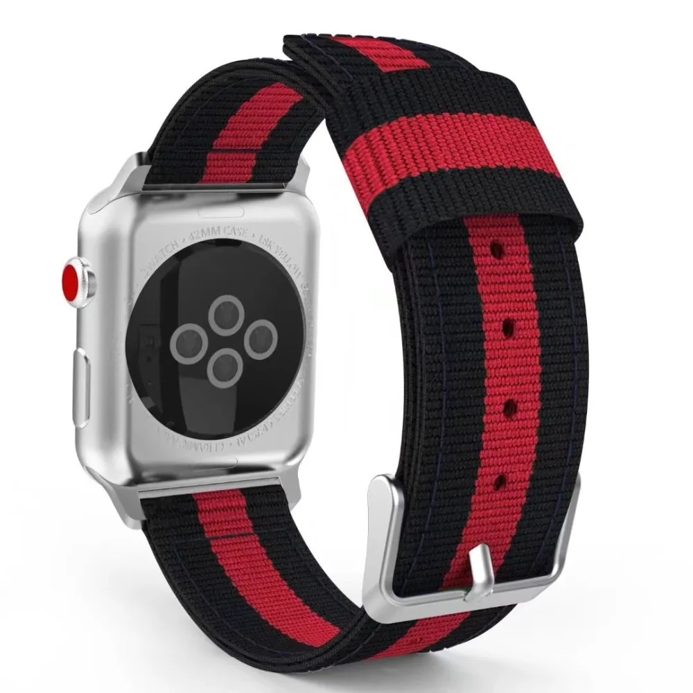 Ремешок тканый нейлоновый для Apple Watch Series 5 4 3 2 сменный Браслет с цветной пряжкой 38