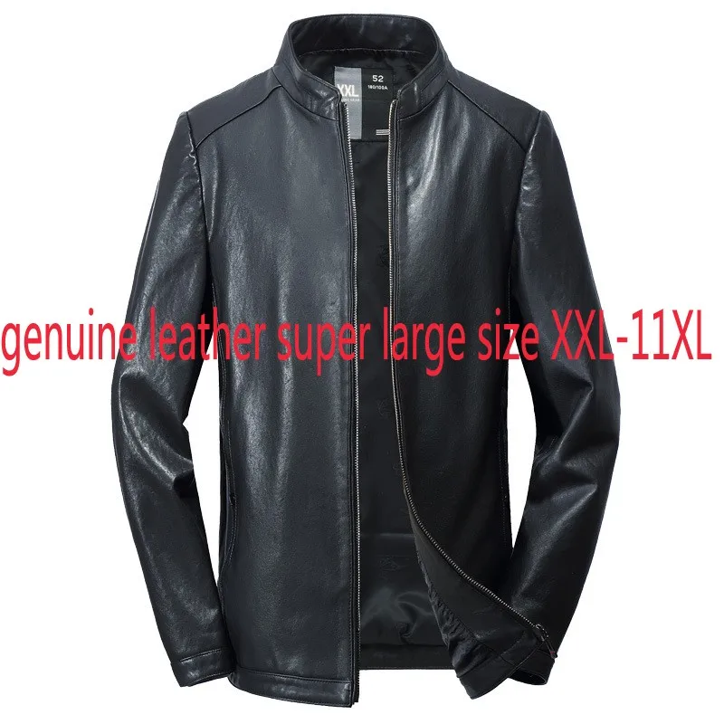 

New Autumn Genuine Leather Style Men Leather Clothes Mandarin Collar Zipper Loose Short Plus Size XL-4XL5XL6XL7XL8XL9XL10XL11XL