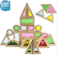 wooden rainbow stacking blocks creative colorful learning and educational construction building toys set for kids for ages 2