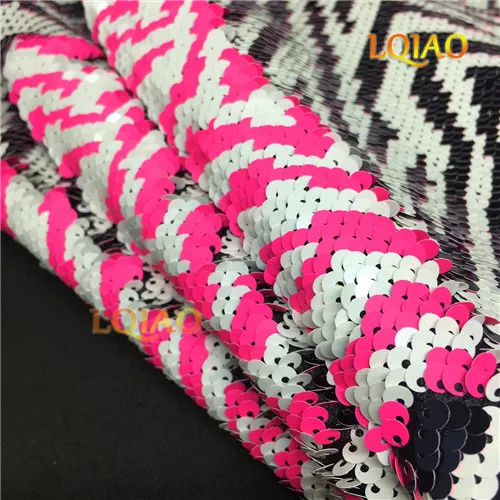 Zebra White-Pink 125 см x 20 см реверсивная Русалка рыбья чешуя блесток ткань зеленый/черный/золотой блесток ткань с пайетками для платьев/бикини/наволочки - Цвет: Zebra White-Pink