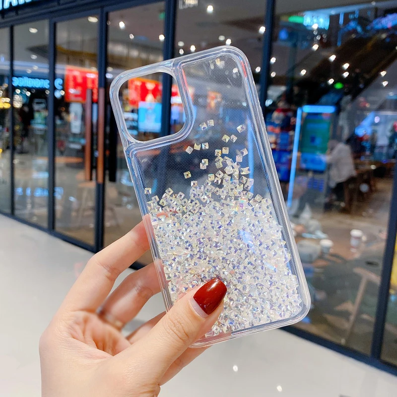 

Quicksand Dream Shining Diamond Phone Case For iPhone12 11 Pro max X XR XS Max 7 8 Plus TPU+PC Transparent Back Cover