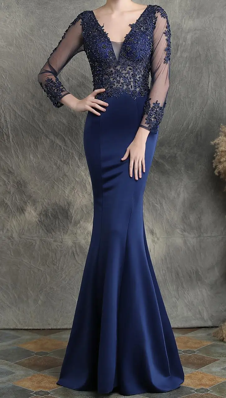 Хлопок полиэстер vestidos mujer это ручная переводка ногтей бисера Салют сексуальное длинное платье элегантные платья рыбий хвост для банкета - Цвет: Tibetan Blue