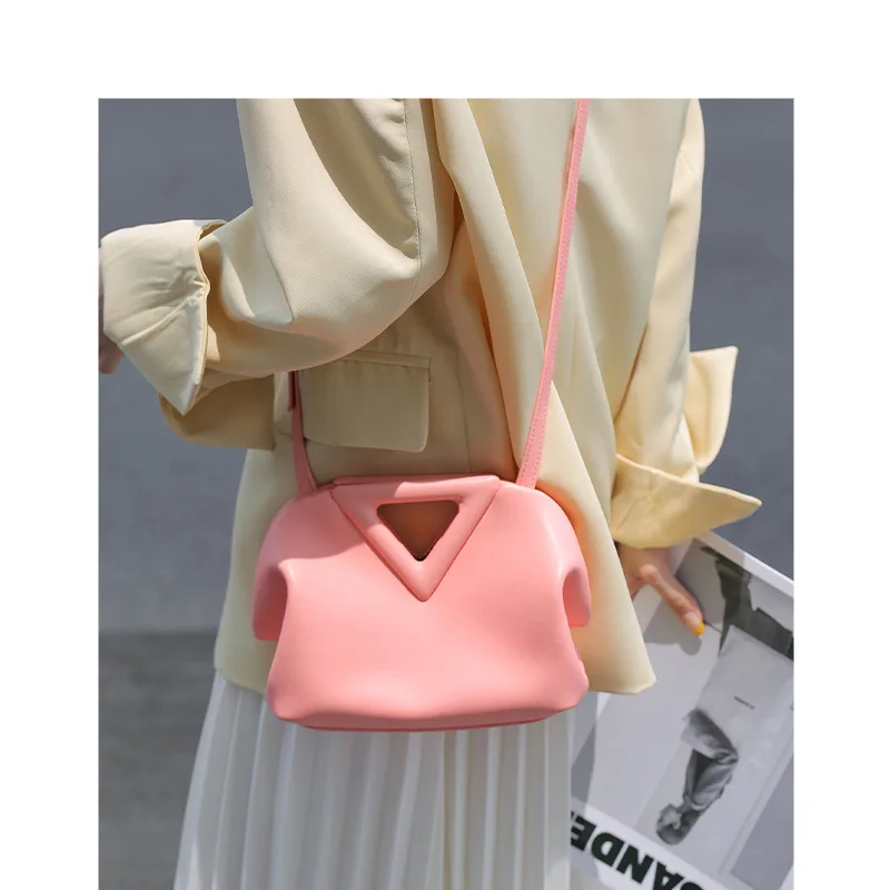 

Brand 2021 New Cloud Bag Leather Female Bag Underarm Clip Shoulder Bag Trendy Candy Color Diagonal Female Bag Wallet