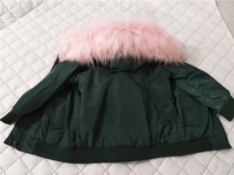 H0939 green and pink Зима, пальто и куртки для девочек детское пальто с искусственным мехом для маленьких девочек, детская верхняя одежда для девочек, теплое пальто H0939 - Цвет: H0939 green and pink
