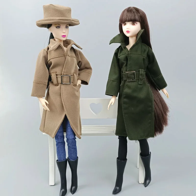 Модный костюм зимняя куртка пальто Тренч для куклы Барби наряды одежда с шапкой
