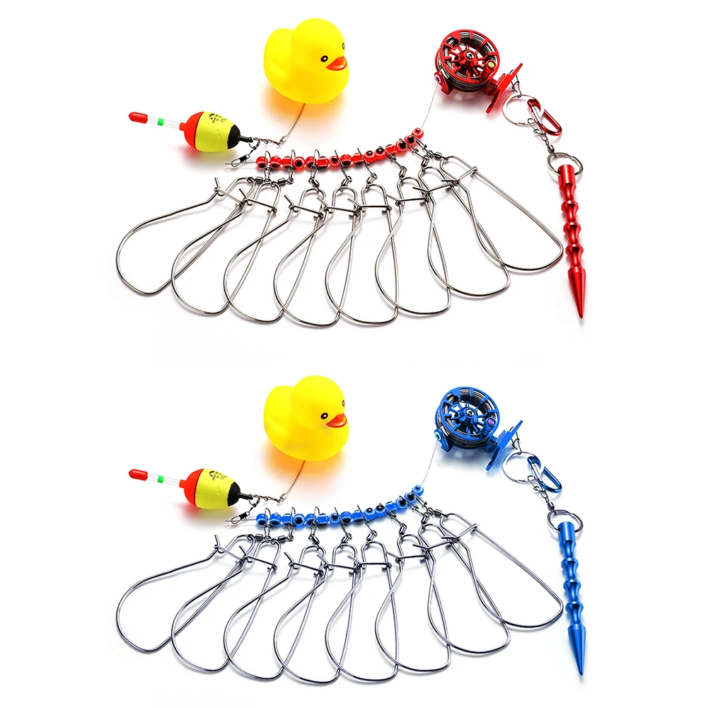 Portable Lock Fish Buckle with Reel Fishing Buckle Lock Wire Rope Set Fishing Buoy Live Fish Lock Belt Stringer Controller