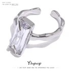 Кольцо Yhpup женское, с металлической текстурой, с кубическим цирконием, с покрытием 14 к