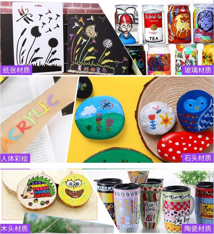 Набор цветных акриловых красок яркие отметки для рисования на водной основе