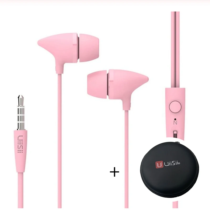 C100 Pink And Box Uiisii наушники C100 в уши с микрофонный сабвуфер портативные наушники Игровые музыкальные спортивные наушники для IOS Android phone - Цвет: C100 Pink And Box
