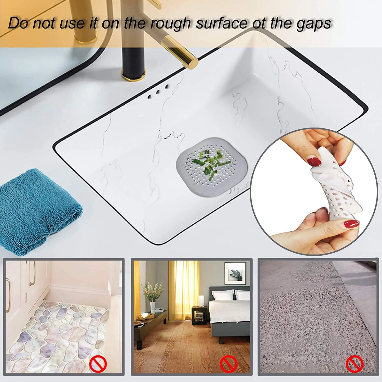

Hair Catcher Square Drain Cover for Shower Hair Stopper with Suction Cup Easy to Install for Bathroom Kitchen