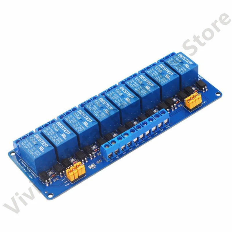 

BESTEP 8-way relay module high and low level trigger blue plate 3V/ 5V/12V/24V