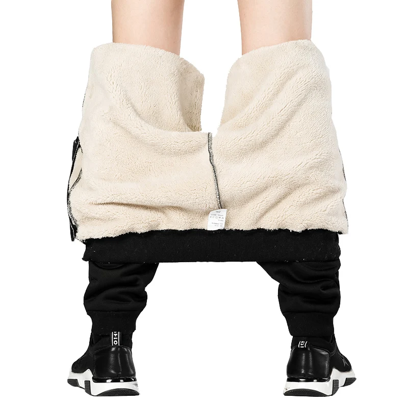 Мужские шерстяные брюки зимние теплые бархатные кашемировые из плотного флиса