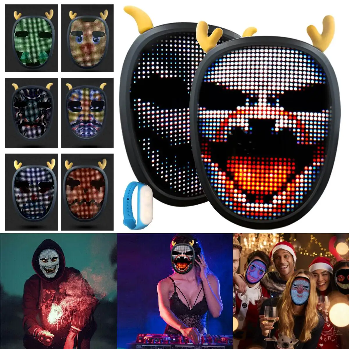 

10 + 40 стилей, новинка, светящаяся маска для вечевечерние НКИ с контролем часов, Карнавальная светодиодная маска для вечерние ринки, разноцве...