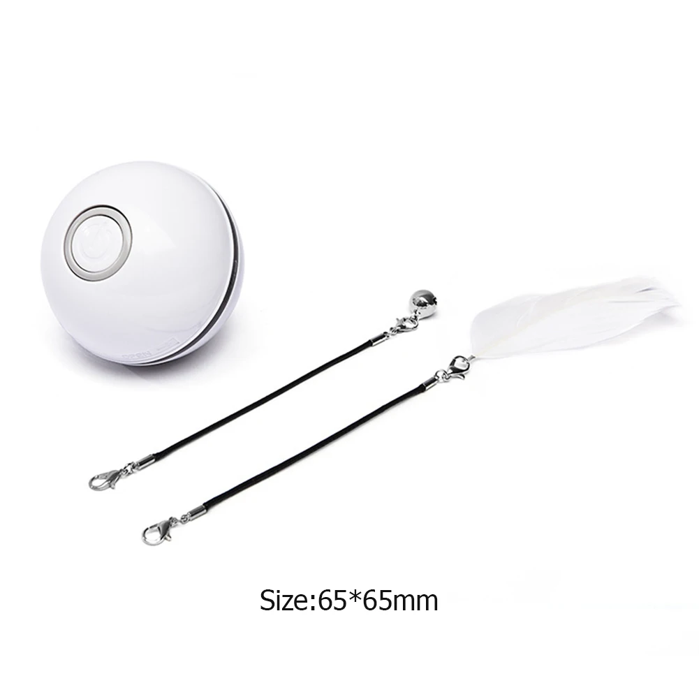 

USB Charging Intelligent Interactive Cat Toy LED Self Rotating Ball Smart Automatic Rotation Ball Feather Toy with Catnip Bell