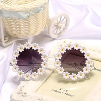 2021 gorgeous women sunglasses crystal diamond handmade round eyewear uv400 mirror lens flower design summer sun glasses