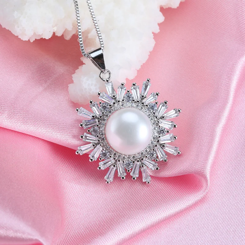 Женское Ожерелье с большим пресноводным жемчугом подвеска из стерлингового